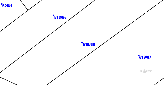 Parcela st. 518/66 v KÚ Hladov, Katastrální mapa