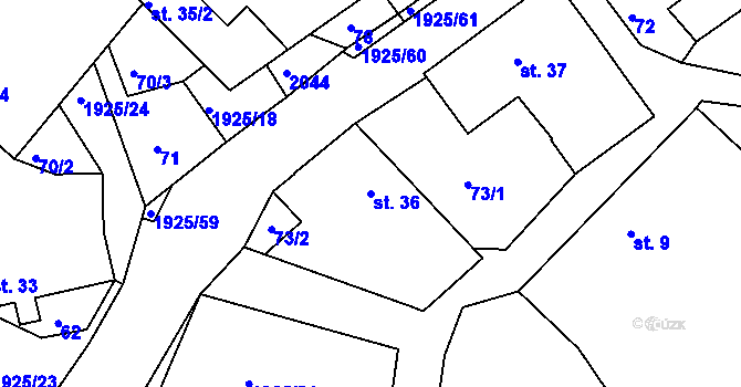 Parcela st. 36 v KÚ Hlasivo, Katastrální mapa
