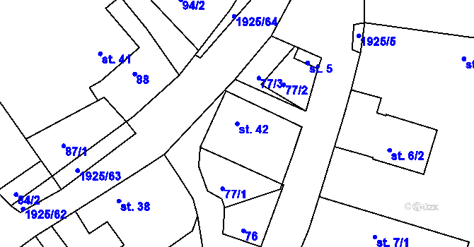 Parcela st. 42 v KÚ Hlasivo, Katastrální mapa