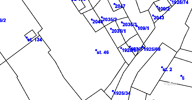 Parcela st. 46 v KÚ Hlasivo, Katastrální mapa