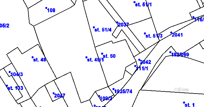 Parcela st. 50 v KÚ Hlasivo, Katastrální mapa