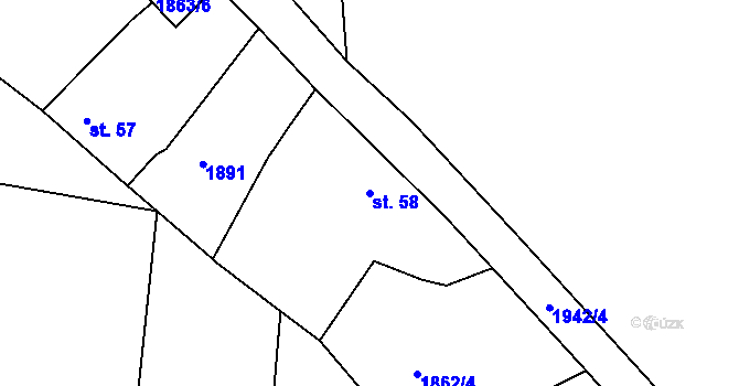 Parcela st. 58 v KÚ Hlasivo, Katastrální mapa