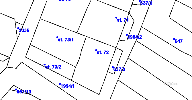 Parcela st. 72 v KÚ Hlasivo, Katastrální mapa