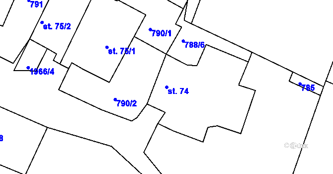 Parcela st. 74 v KÚ Hlasivo, Katastrální mapa