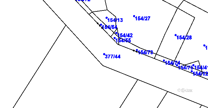 Parcela st. 377/44 v KÚ Hlasivo, Katastrální mapa