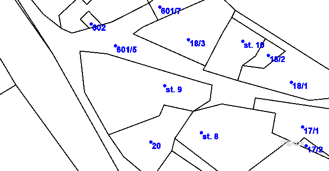 Parcela st. 9 v KÚ Rašovice u Hlasiva, Katastrální mapa