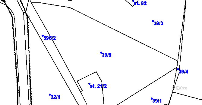 Parcela st. 39/5 v KÚ Rašovice u Hlasiva, Katastrální mapa