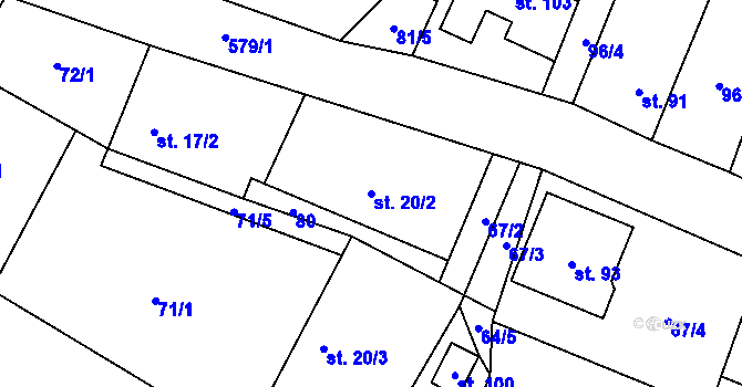 Parcela st. 20/2 v KÚ Březina u Jičína, Katastrální mapa