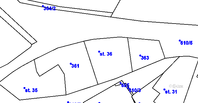 Parcela st. 36 v KÚ Hlásná Lhota u Jičína, Katastrální mapa
