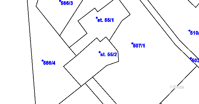 Parcela st. 55/2 v KÚ Hlásná Lhota u Jičína, Katastrální mapa