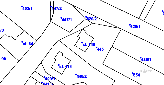 Parcela st. 110 v KÚ Hlásná Lhota u Jičína, Katastrální mapa