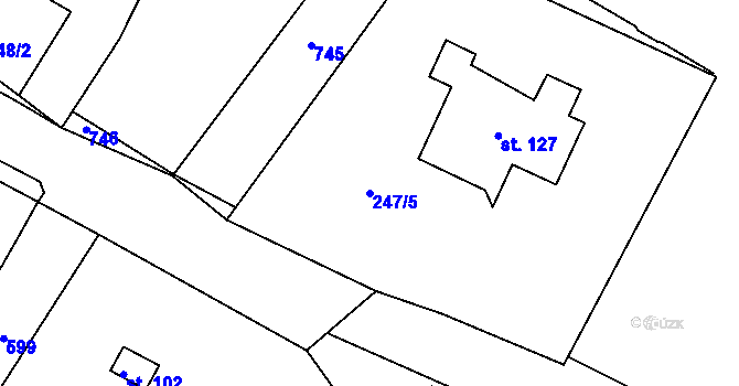 Parcela st. 247/5 v KÚ Hlásná Lhota u Jičína, Katastrální mapa