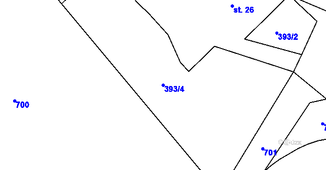 Parcela st. 393/4 v KÚ Hlásná Lhota u Jičína, Katastrální mapa