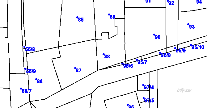 Parcela st. 88 v KÚ Hlásná Třebaň, Katastrální mapa