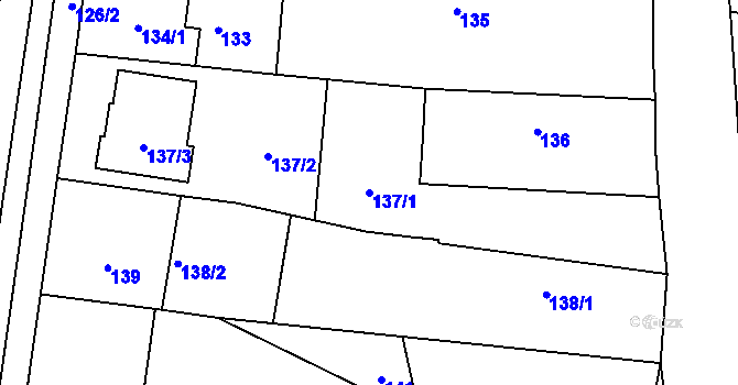 Parcela st. 137/1 v KÚ Hlásná Třebaň, Katastrální mapa