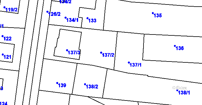 Parcela st. 137/2 v KÚ Hlásná Třebaň, Katastrální mapa