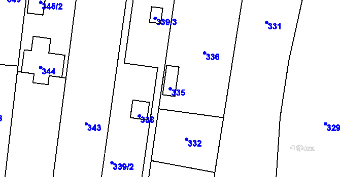 Parcela st. 335 v KÚ Hlásná Třebaň, Katastrální mapa