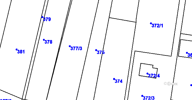Parcela st. 375 v KÚ Hlásná Třebaň, Katastrální mapa
