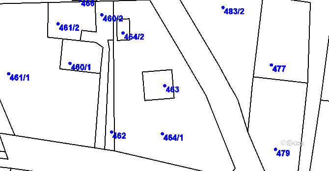 Parcela st. 463 v KÚ Hlásná Třebaň, Katastrální mapa
