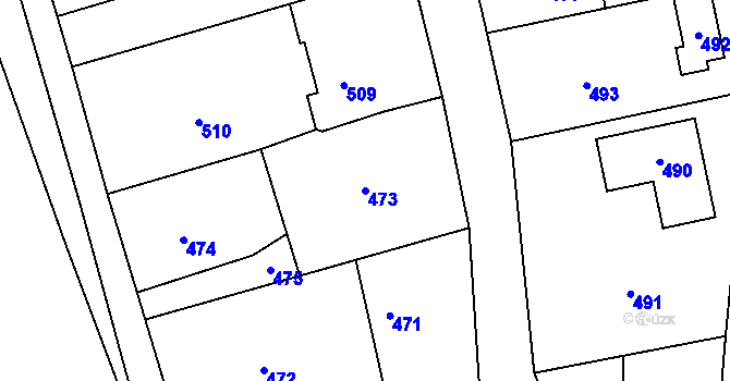 Parcela st. 473 v KÚ Hlásná Třebaň, Katastrální mapa