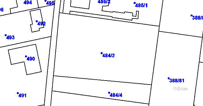 Parcela st. 484/2 v KÚ Hlásná Třebaň, Katastrální mapa