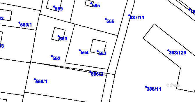 Parcela st. 563 v KÚ Hlásná Třebaň, Katastrální mapa