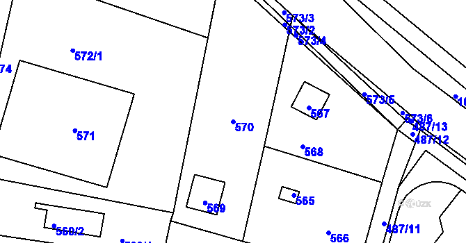 Parcela st. 570 v KÚ Hlásná Třebaň, Katastrální mapa