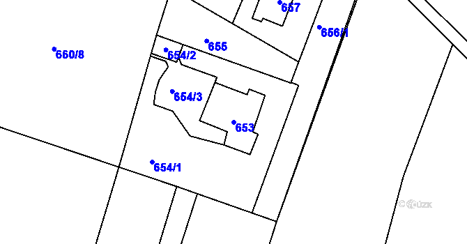 Parcela st. 653 v KÚ Hlásná Třebaň, Katastrální mapa