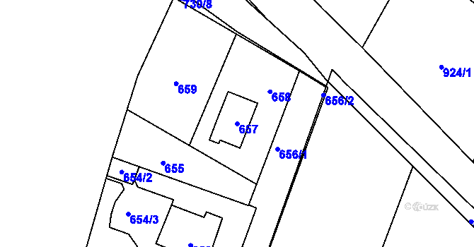 Parcela st. 657 v KÚ Hlásná Třebaň, Katastrální mapa