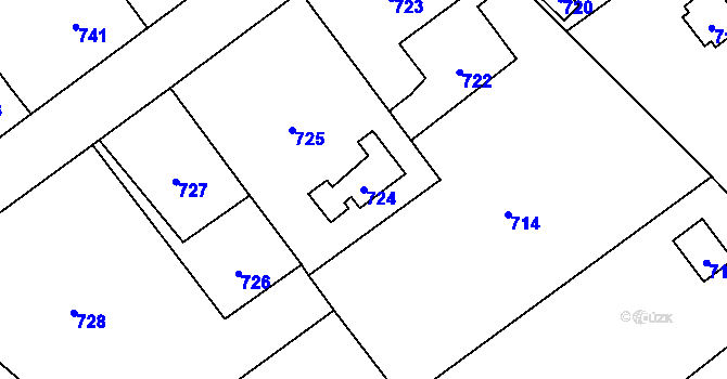 Parcela st. 724 v KÚ Hlásná Třebaň, Katastrální mapa