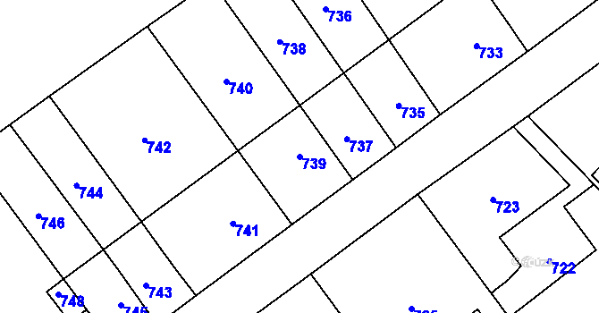 Parcela st. 739 v KÚ Hlásná Třebaň, Katastrální mapa