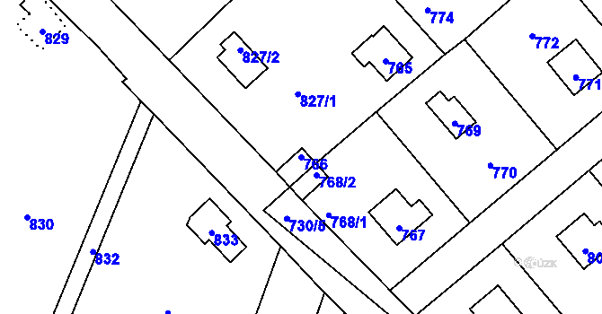 Parcela st. 766 v KÚ Hlásná Třebaň, Katastrální mapa