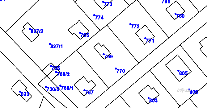 Parcela st. 769 v KÚ Hlásná Třebaň, Katastrální mapa