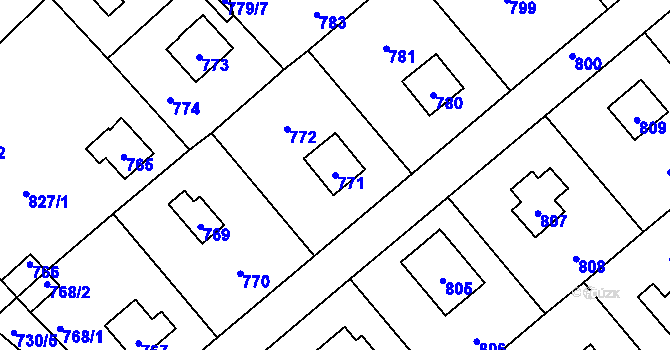 Parcela st. 771 v KÚ Hlásná Třebaň, Katastrální mapa