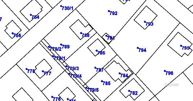 Parcela st. 786 v KÚ Hlásná Třebaň, Katastrální mapa