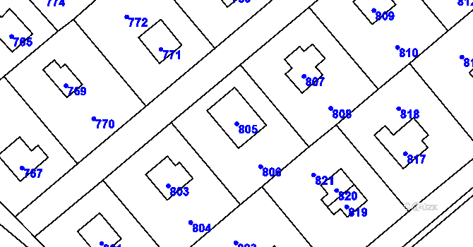 Parcela st. 805 v KÚ Hlásná Třebaň, Katastrální mapa
