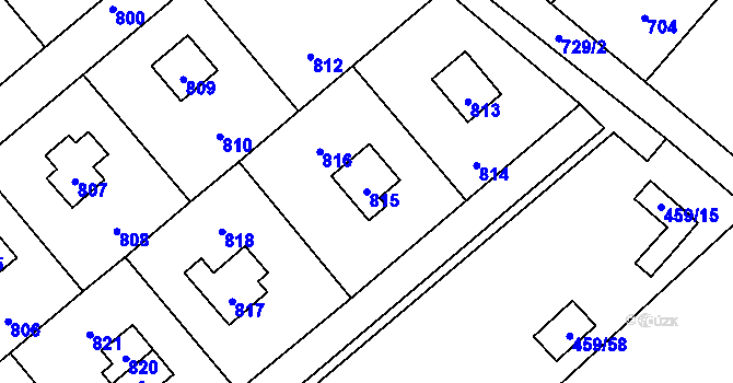 Parcela st. 815 v KÚ Hlásná Třebaň, Katastrální mapa