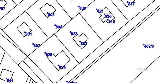 Parcela st. 822 v KÚ Hlásná Třebaň, Katastrální mapa