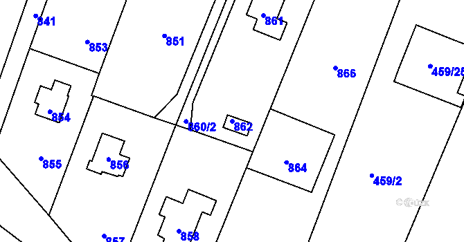 Parcela st. 862 v KÚ Hlásná Třebaň, Katastrální mapa