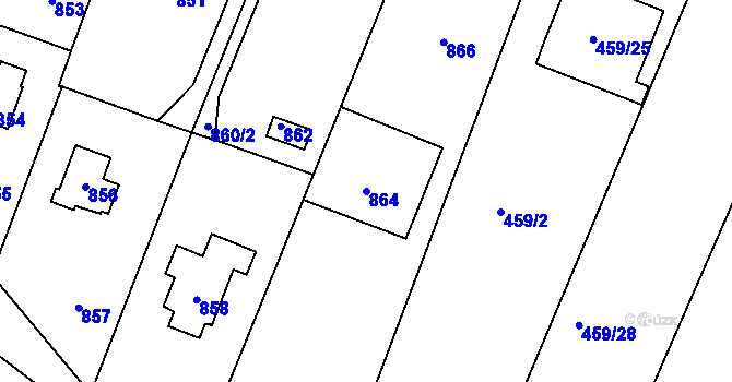 Parcela st. 864 v KÚ Hlásná Třebaň, Katastrální mapa