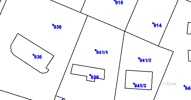 Parcela st. 941/1 v KÚ Hlásná Třebaň, Katastrální mapa