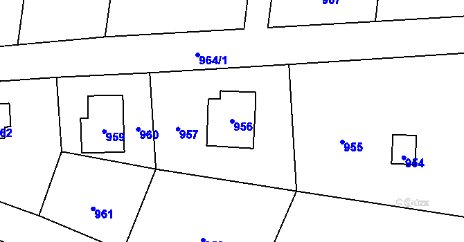 Parcela st. 956 v KÚ Hlásná Třebaň, Katastrální mapa