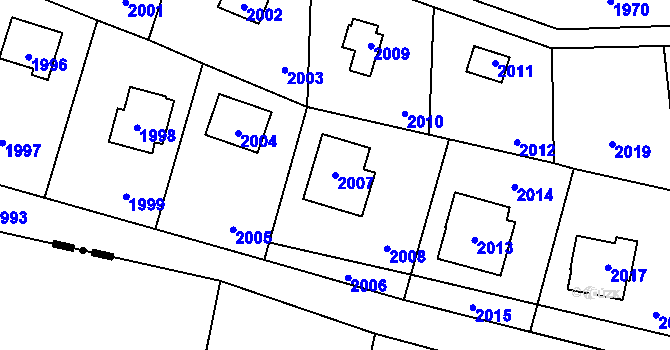 Parcela st. 2007 v KÚ Hlásná Třebaň, Katastrální mapa