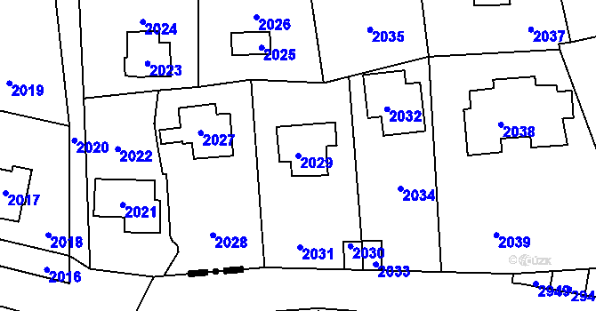 Parcela st. 2029 v KÚ Hlásná Třebaň, Katastrální mapa
