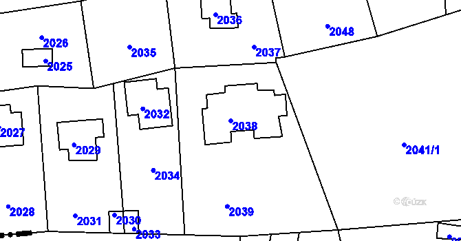 Parcela st. 2038 v KÚ Hlásná Třebaň, Katastrální mapa