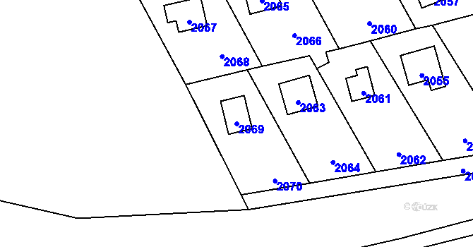 Parcela st. 2069 v KÚ Hlásná Třebaň, Katastrální mapa