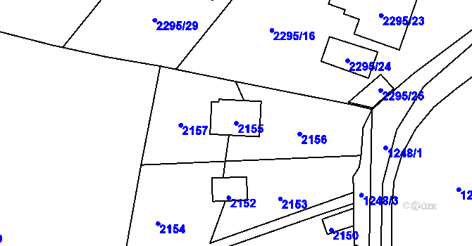 Parcela st. 2155 v KÚ Hlásná Třebaň, Katastrální mapa