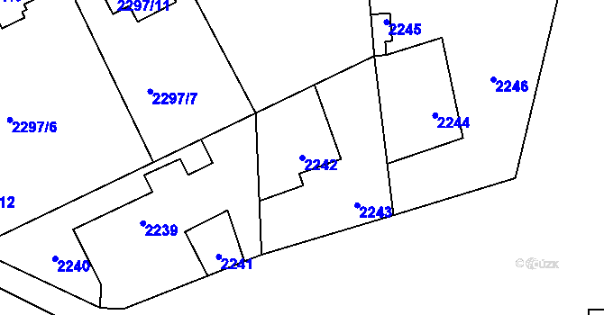 Parcela st. 2242 v KÚ Hlásná Třebaň, Katastrální mapa