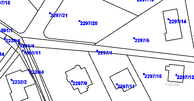 Parcela st. 2297/1 v KÚ Hlásná Třebaň, Katastrální mapa
