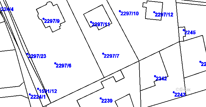 Parcela st. 2297/7 v KÚ Hlásná Třebaň, Katastrální mapa